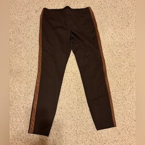LAUREN RALPH LAUREN NWT SZ L WOMENS BROWN PANTS LEG FAUX SUEDE LEGGINGS